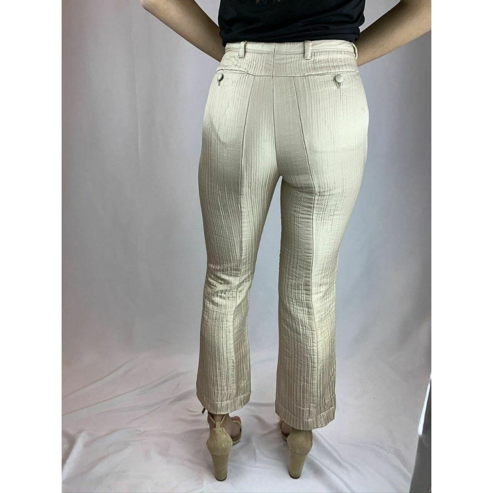 Miu Miu Silk Cropped Sand Trousers